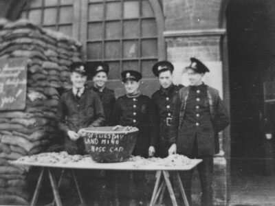 Firemen selling souvenirs